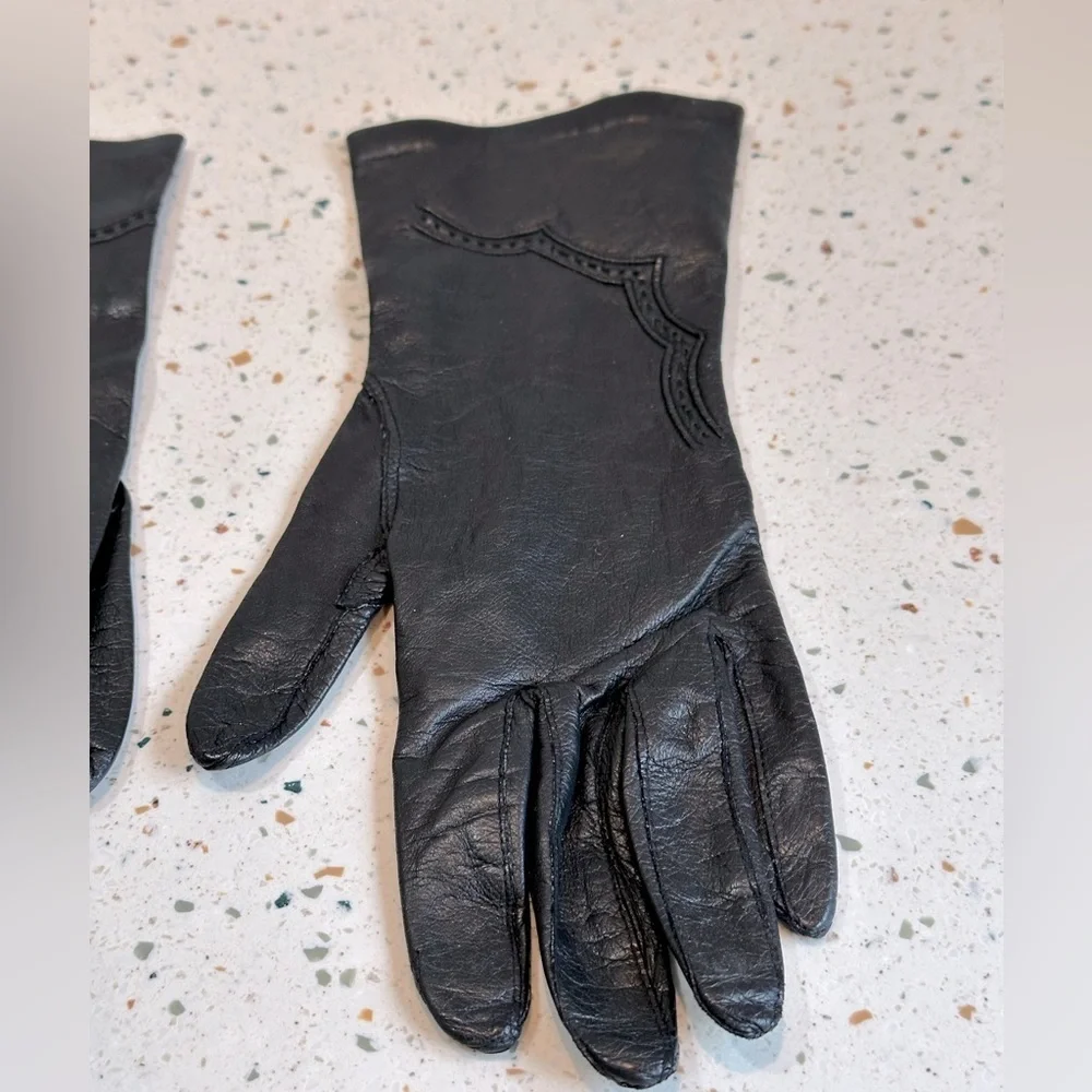 Vintage Carson‎ Pirie Scott & Co. Italian Black Leather Gloves Size 7